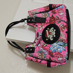 Ed Hardy Pink and Black Shoulder Bag